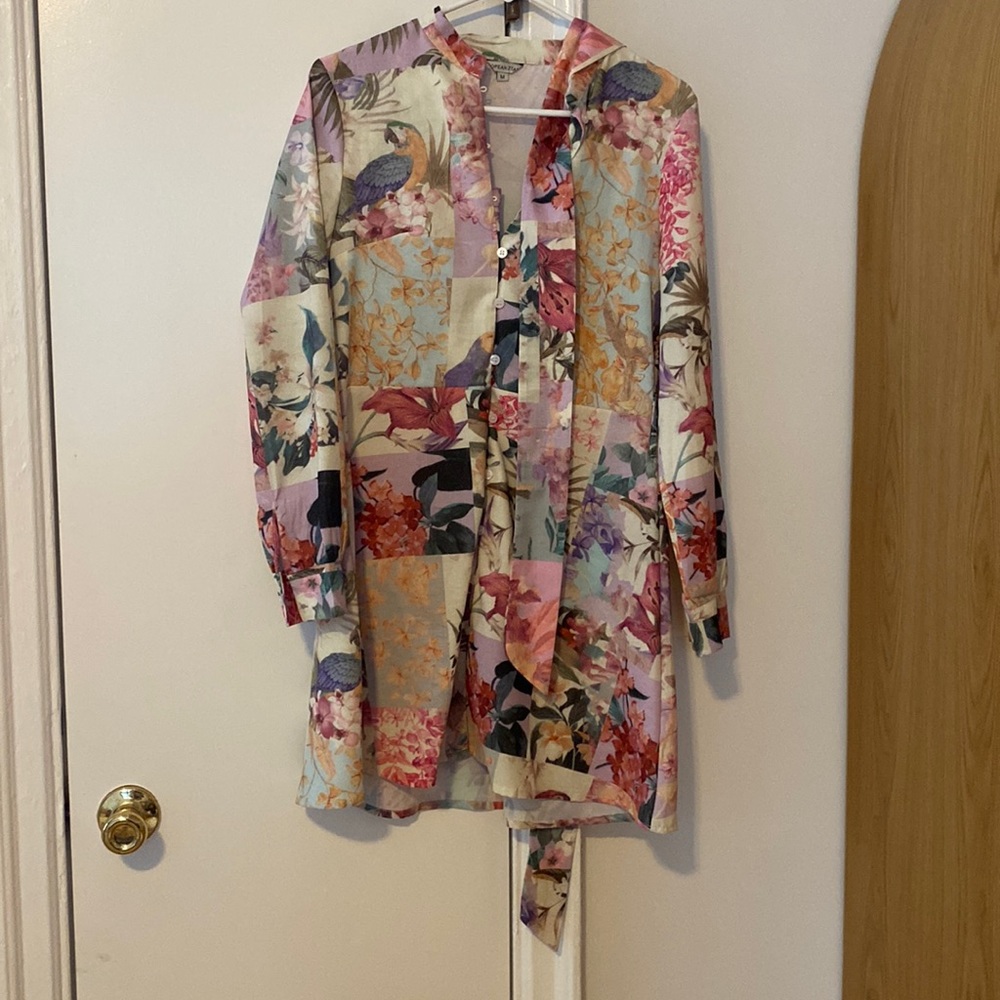 Zara tie front mini floral dress